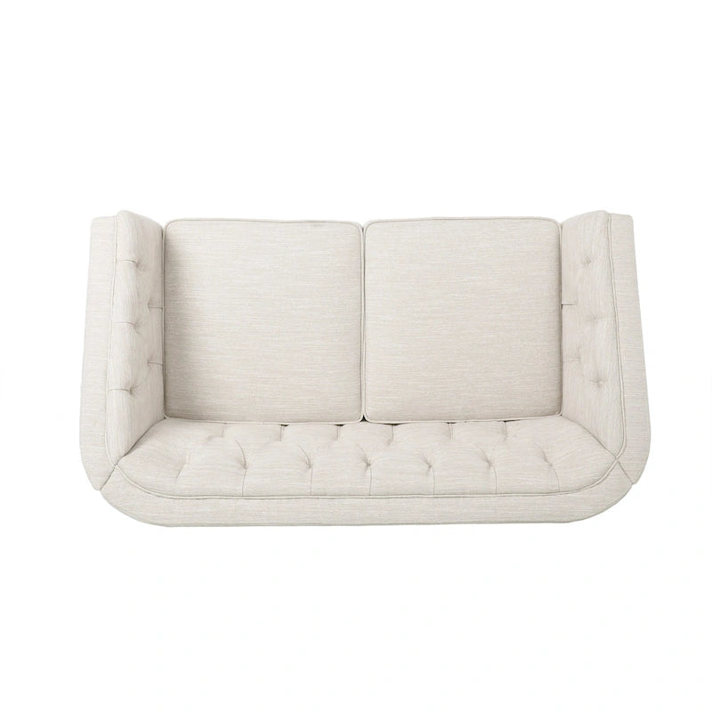 Cantrell modernes Zweisitzer-Sofa aus Kunstleder mit Knopfheftung von Christopher Knight Home