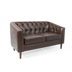 Cantrell modernes Zweisitzer-Sofa aus Kunstleder mit Knopfheftung von Christopher Knight Home