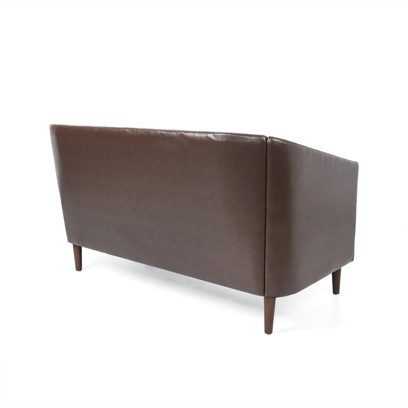 Cantrell modernes Zweisitzer-Sofa aus Kunstleder mit Knopfheftung von Christopher Knight Home