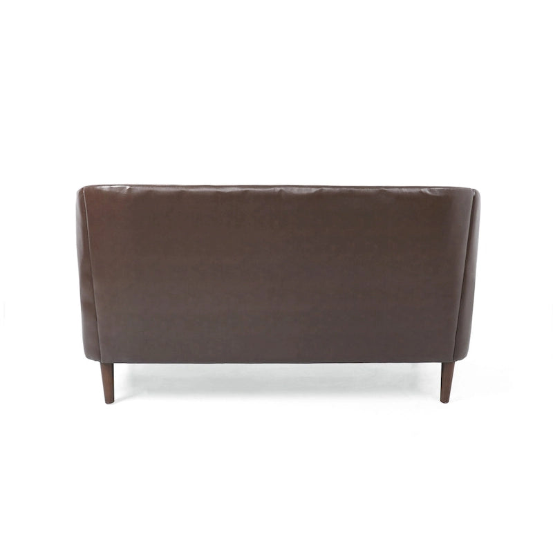 Cantrell modernes Zweisitzer-Sofa aus Kunstleder mit Knopfheftung von Christopher Knight Home