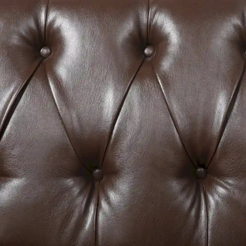 Cantrell modernes Zweisitzer-Sofa aus Kunstleder mit Knopfheftung von Christopher Knight Home