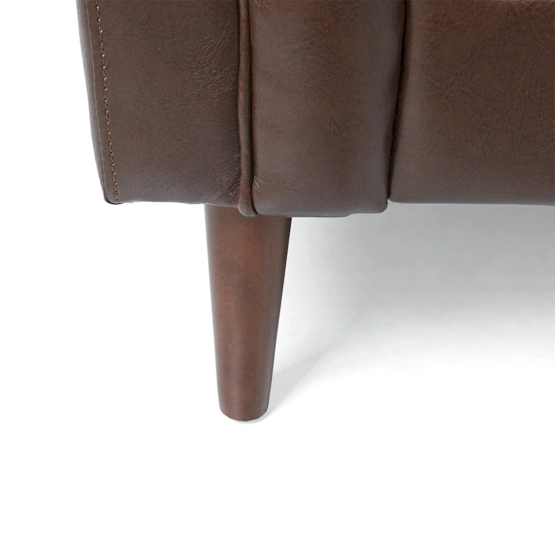 Cantrell modernes Zweisitzer-Sofa aus Kunstleder mit Knopfheftung von Christopher Knight Home