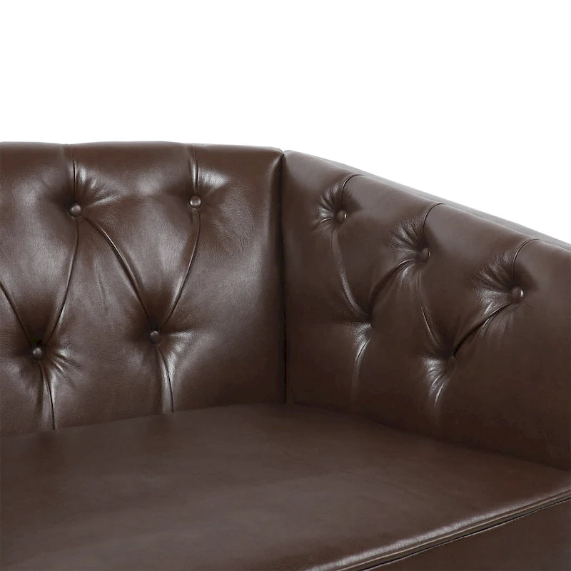 Cantrell modernes Zweisitzer-Sofa aus Kunstleder mit Knopfheftung von Christopher Knight Home