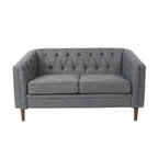 Cantrell modernes Zweisitzer-Sofa aus Kunstleder mit Knopfheftung von Christopher Knight Home