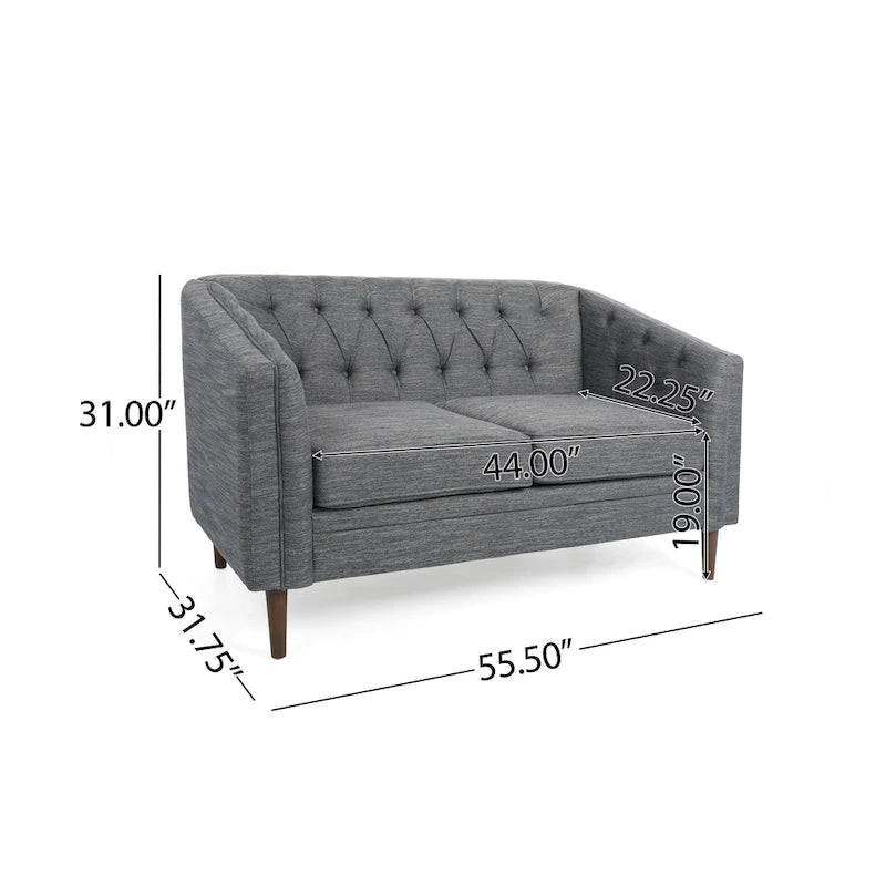 Cantrell modernes Zweisitzer-Sofa aus Kunstleder mit Knopfheftung von Christopher Knight Home