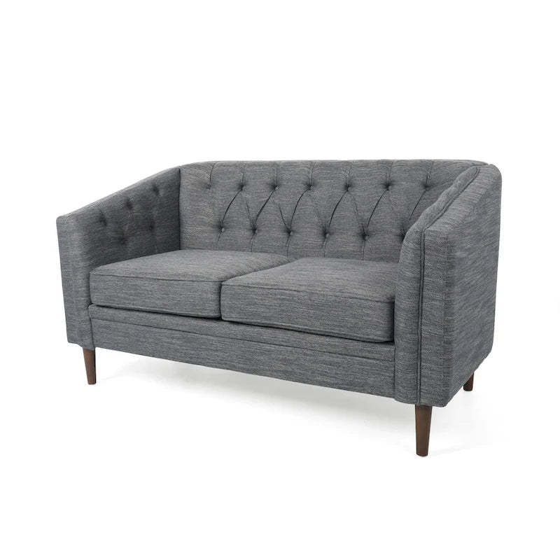 Cantrell modernes Zweisitzer-Sofa aus Kunstleder mit Knopfheftung von Christopher Knight Home