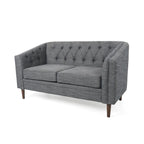 Cantrell modernes Zweisitzer-Sofa aus Kunstleder mit Knopfheftung von Christopher Knight Home