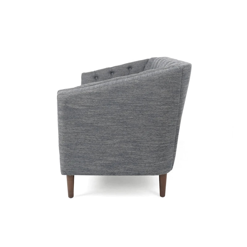 Cantrell modernes Zweisitzer-Sofa aus Kunstleder mit Knopfheftung von Christopher Knight Home