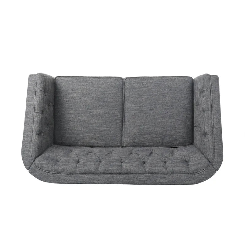 Cantrell modernes Zweisitzer-Sofa aus Kunstleder mit Knopfheftung von Christopher Knight Home