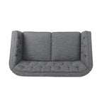 Cantrell modernes Zweisitzer-Sofa aus Kunstleder mit Knopfheftung von Christopher Knight Home