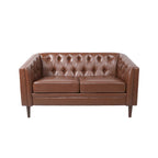 Cantrell modernes Zweisitzer-Sofa aus Kunstleder mit Knopfheftung von Christopher Knight Home