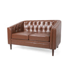 Cantrell modernes Zweisitzer-Sofa aus Kunstleder mit Knopfheftung von Christopher Knight Home