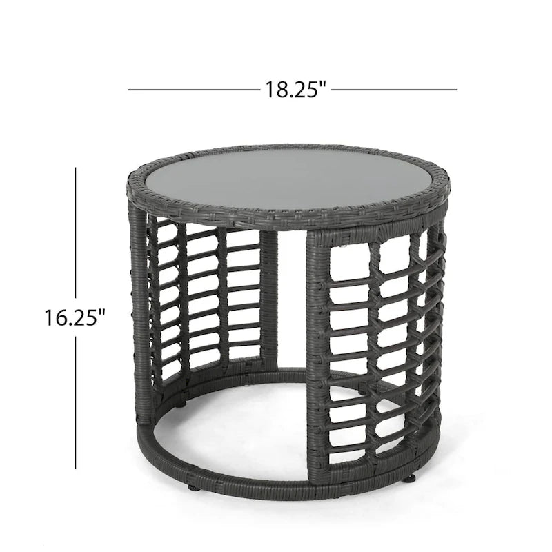 Chadbourne moderne boho-binnenloungeset van wicker met bijzettafel, van Christopher Knight Home