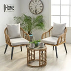 Chadbourne moderne boho-binnenloungeset van wicker met bijzettafel, van Christopher Knight Home
