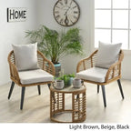Chadbourne moderne boho-binnenloungeset van wicker met bijzettafel, van Christopher Knight Home