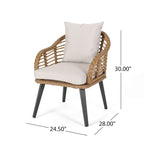 Chadbourne moderne boho-binnenloungeset van wicker met bijzettafel, van Christopher Knight Home
