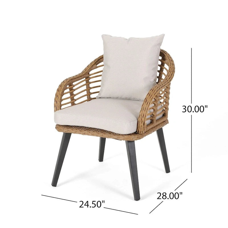 Chadbourne moderne boho-binnenloungeset van wicker met bijzettafel, van Christopher Knight Home
