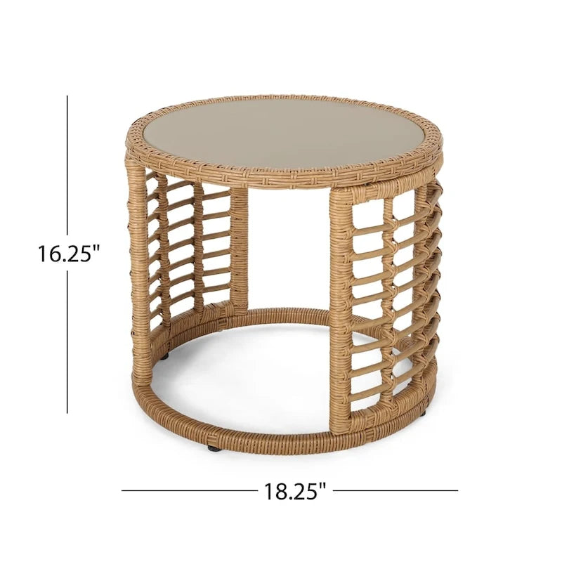 Chadbourne moderne boho-binnenloungeset van wicker met bijzettafel, van Christopher Knight Home