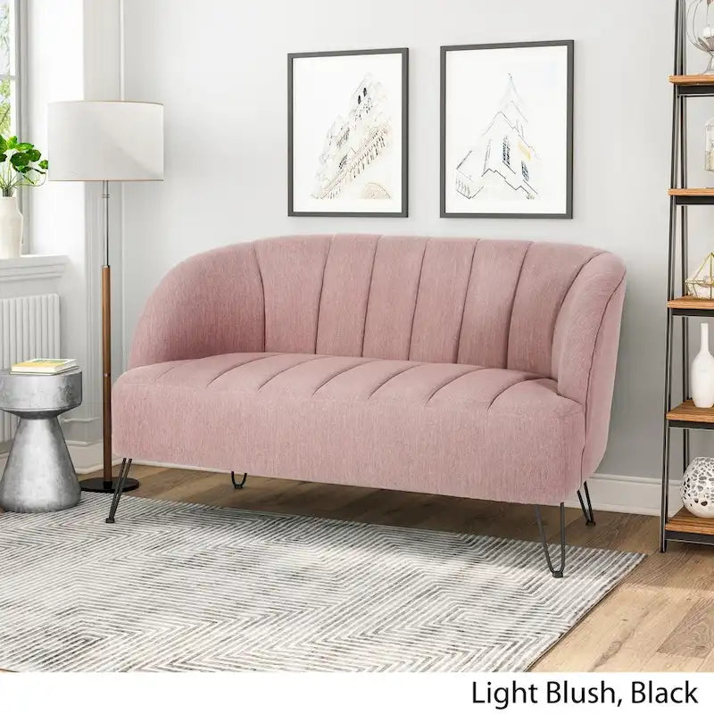 Causeuse moderne Lupine en tissu avec pieds en épingle à cheveux, par Christopher Knight Home