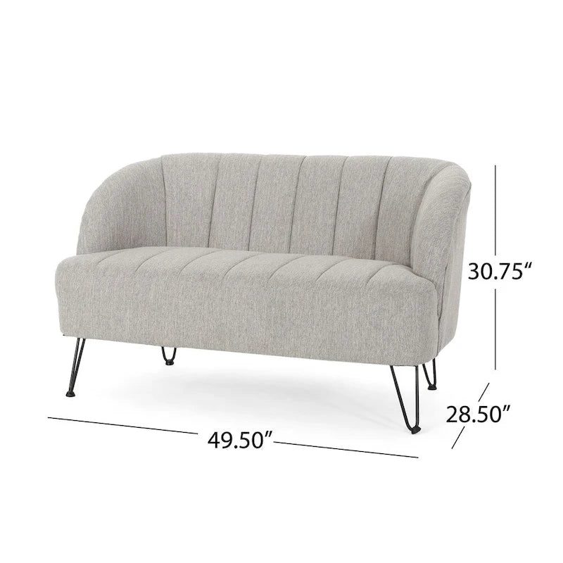 Causeuse moderne Lupine en tissu avec pieds en épingle à cheveux, par Christopher Knight Home