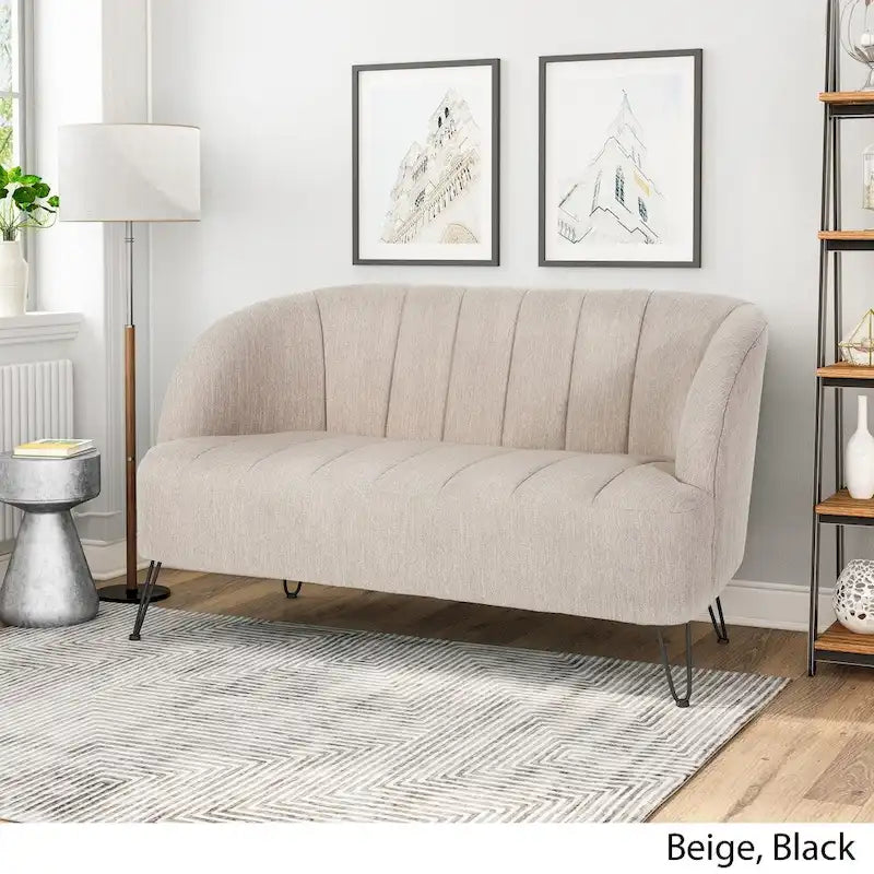 Causeuse moderne Lupine en tissu avec pieds en épingle à cheveux, par Christopher Knight Home