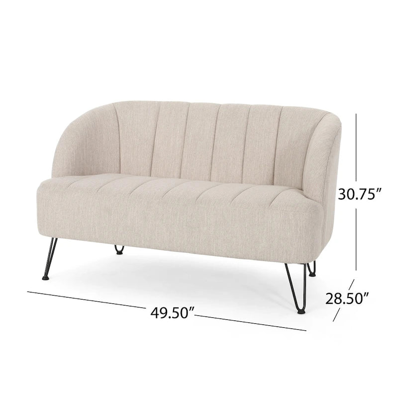 Causeuse moderne Lupine en tissu avec pieds en épingle à cheveux, par Christopher Knight Home