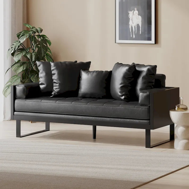 Gilmans oversized loveseat met bekleding van kunstleer en sierkussens, van Christopher Knight Home