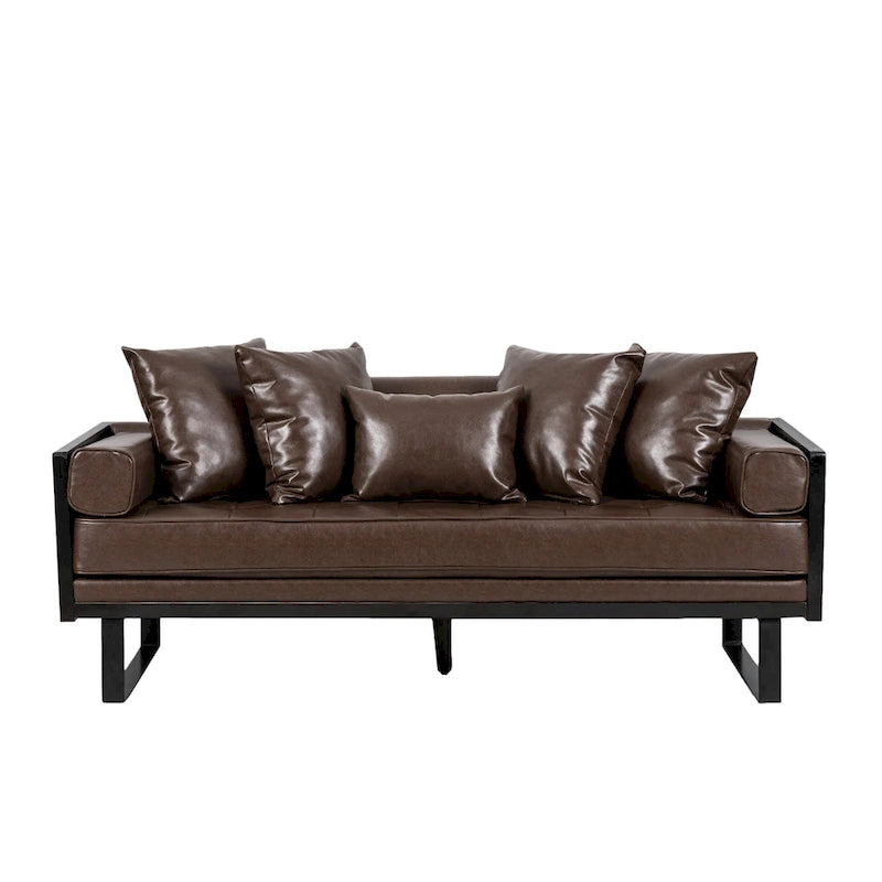 Gilmans oversized loveseat met bekleding van kunstleer en sierkussens, van Christopher Knight Home