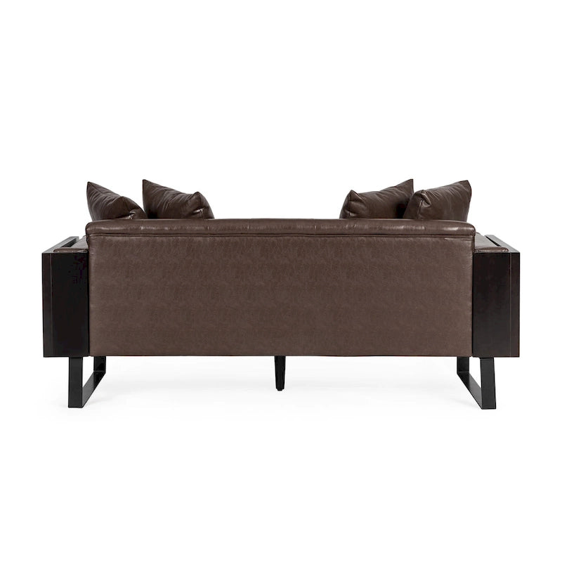 Gilmans oversized loveseat met bekleding van kunstleer en sierkussens, van Christopher Knight Home