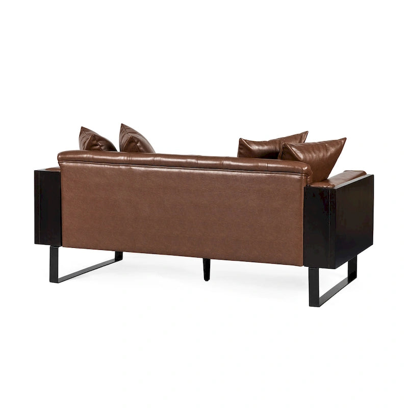 Gilmans oversized loveseat met bekleding van kunstleer en sierkussens, van Christopher Knight Home