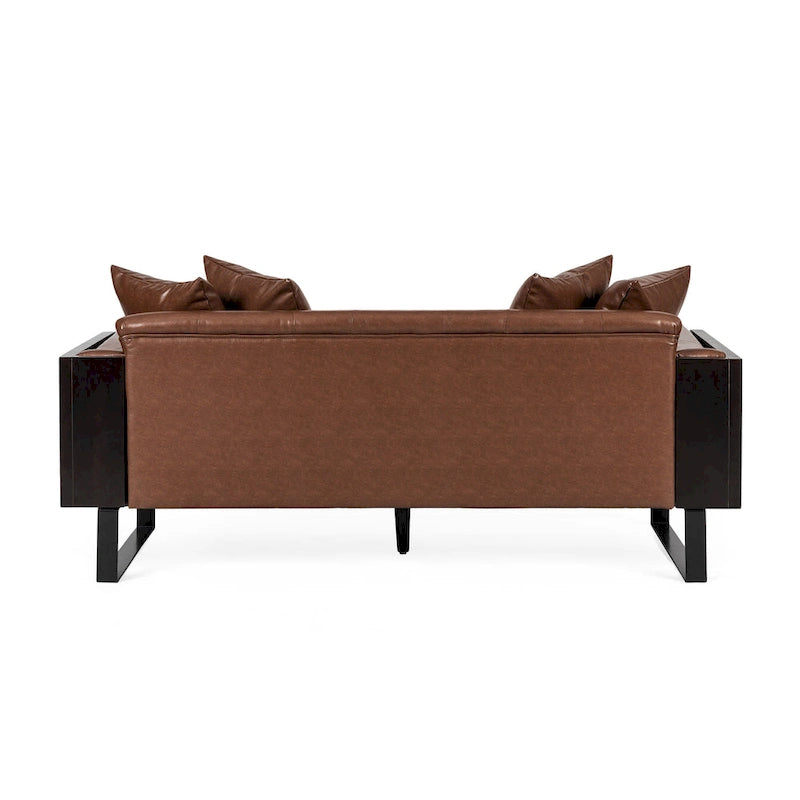 Gilmans oversized loveseat met bekleding van kunstleer en sierkussens, van Christopher Knight Home