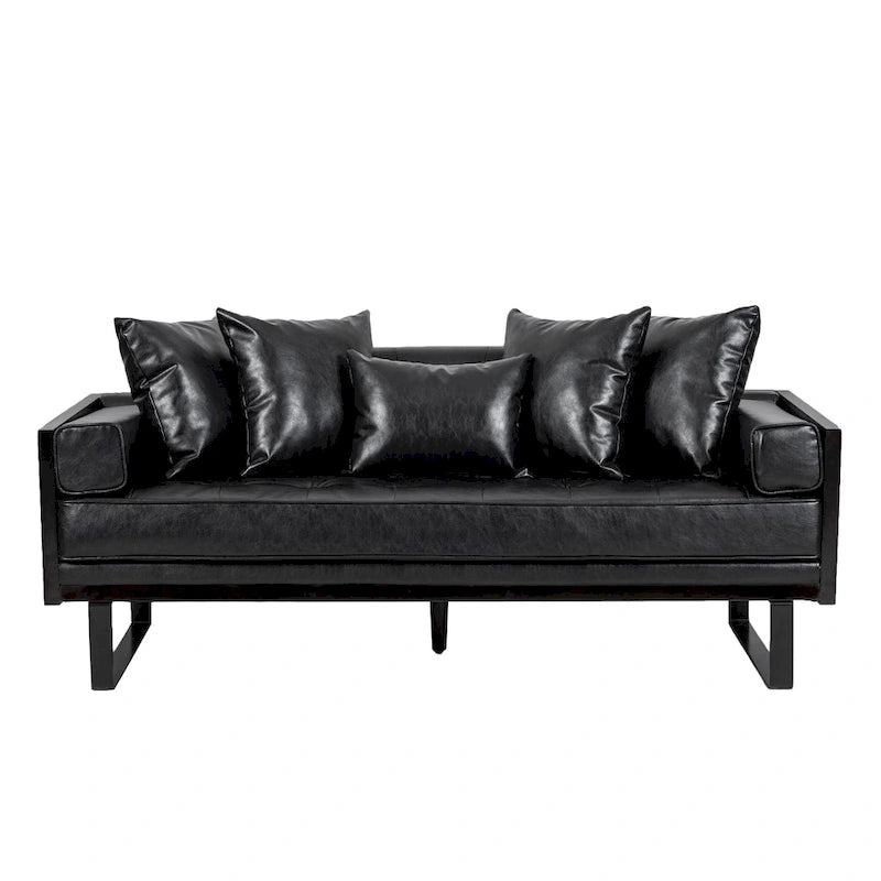 Gilmans oversized loveseat met bekleding van kunstleer en sierkussens, van Christopher Knight Home