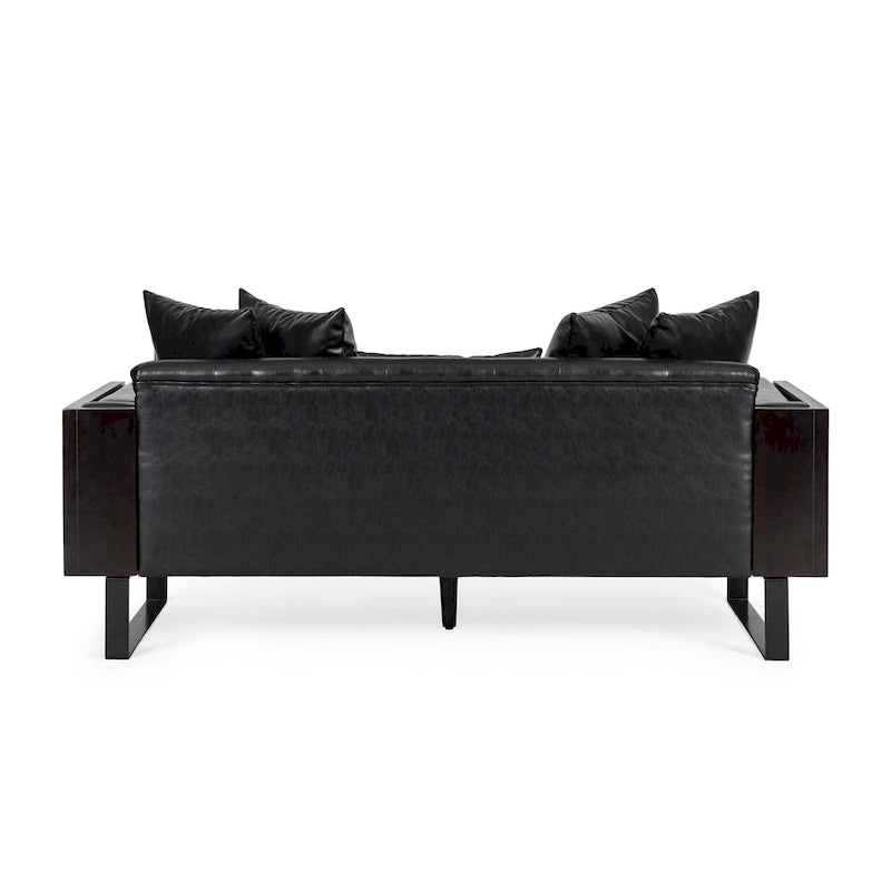 Gilmans oversized loveseat met bekleding van kunstleer en sierkussens, van Christopher Knight Home