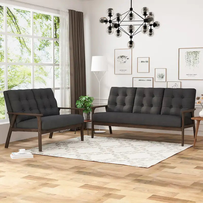 Aries Mid-century 2-piece Fabric Sofa Set by Christopher Knight Home