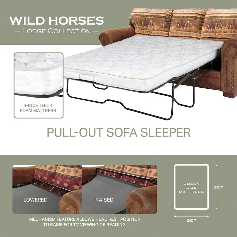 Wild Horses Lodge 4-osainen istuinryhmä, vuodesohva