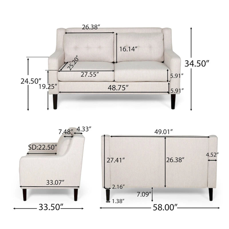 Divanetto Galene in tessuto contemporaneo di Christopher Knight Home - 58.00 W x 33.50 L x 34.50 H