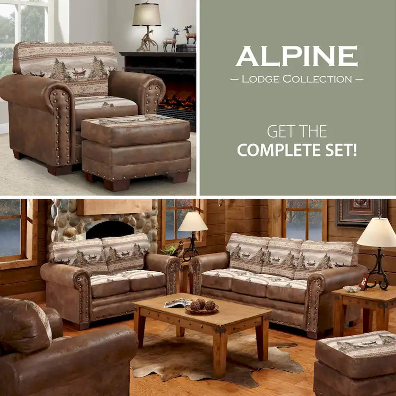 Alpine Cabin Lodge 4-teiliges Schlafsofa-Wohnzimmer-Set