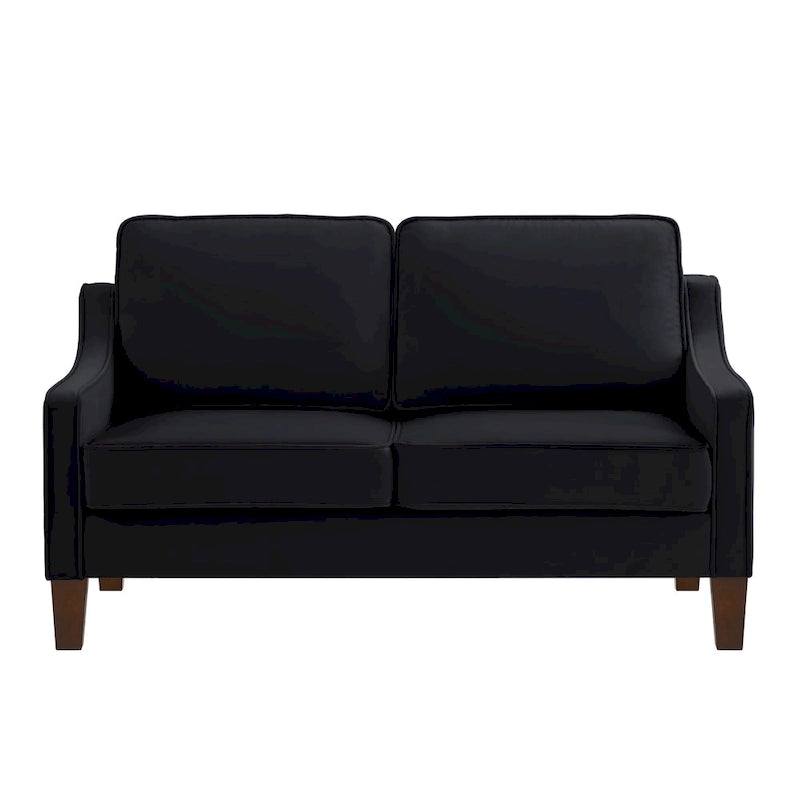Moderni samettinen kahden istuttava sohva puisilla jaloilla – 29.00 x 51.50 x 34.25
