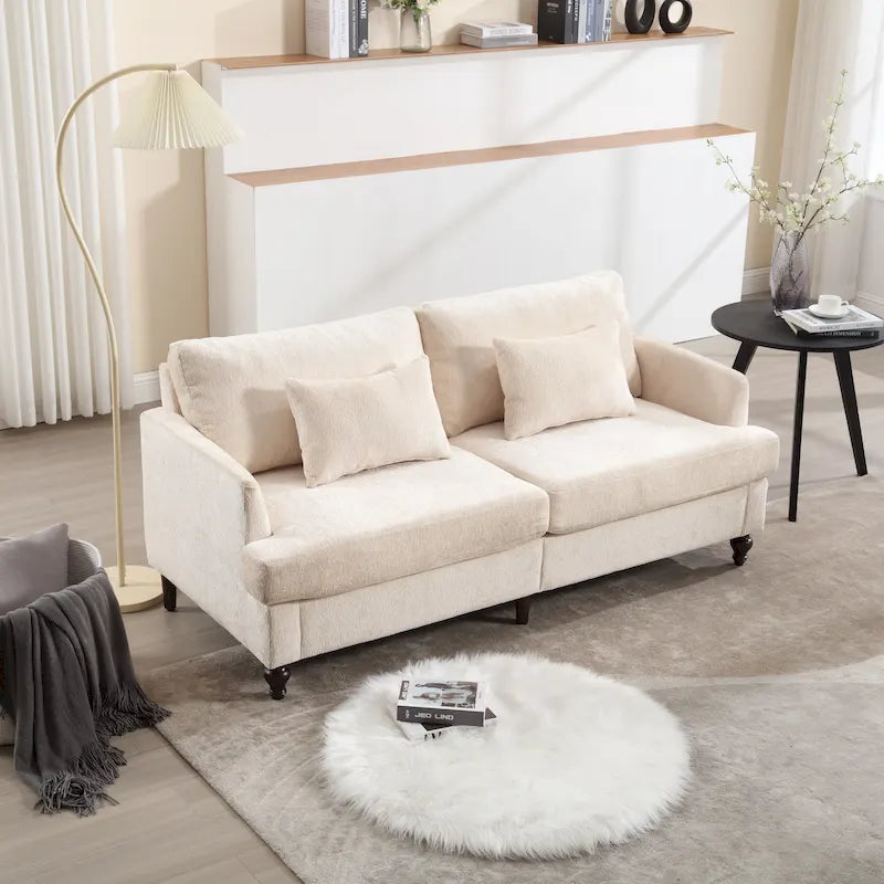 Nowoczesna sofa dwuosobowa z tkaniny szenilowej – 62.68 x 68.90 x 31.89