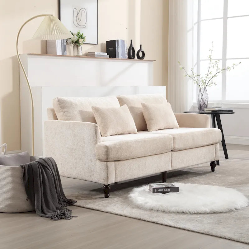 Nowoczesna sofa dwuosobowa z tkaniny szenilowej – 62.68 x 68.90 x 31.89
