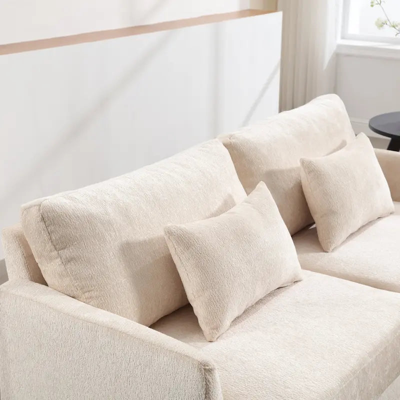 Nowoczesna sofa dwuosobowa z tkaniny szenilowej – 62.68 x 68.90 x 31.89