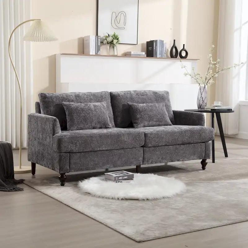 Nowoczesna sofa dwuosobowa z tkaniny szenilowej – 62.68 x 68.90 x 31.89