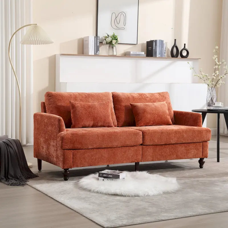 Nowoczesna sofa dwuosobowa z tkaniny szenilowej – 62.68 x 68.90 x 31.89