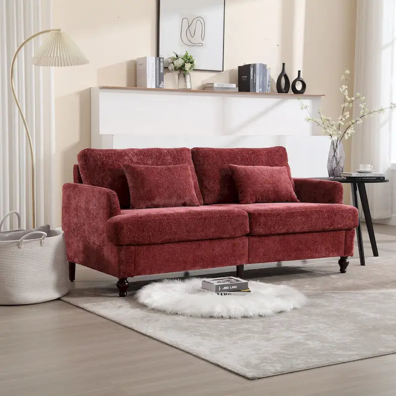 Nowoczesna sofa dwuosobowa z tkaniny szenilowej – 62.68 x 68.90 x 31.89