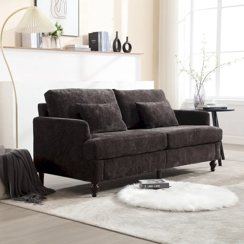 Nowoczesna sofa dwuosobowa z tkaniny szenilowej – 62.68 x 68.90 x 31.89