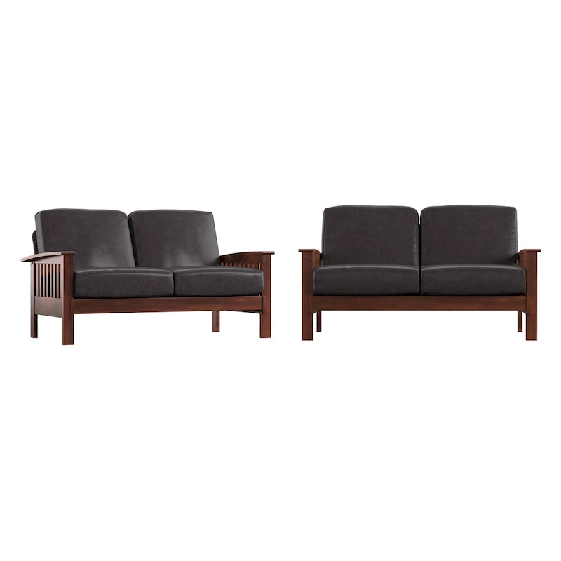 Drewniana sofa dwuosobowa Sigulda w stylu Mission