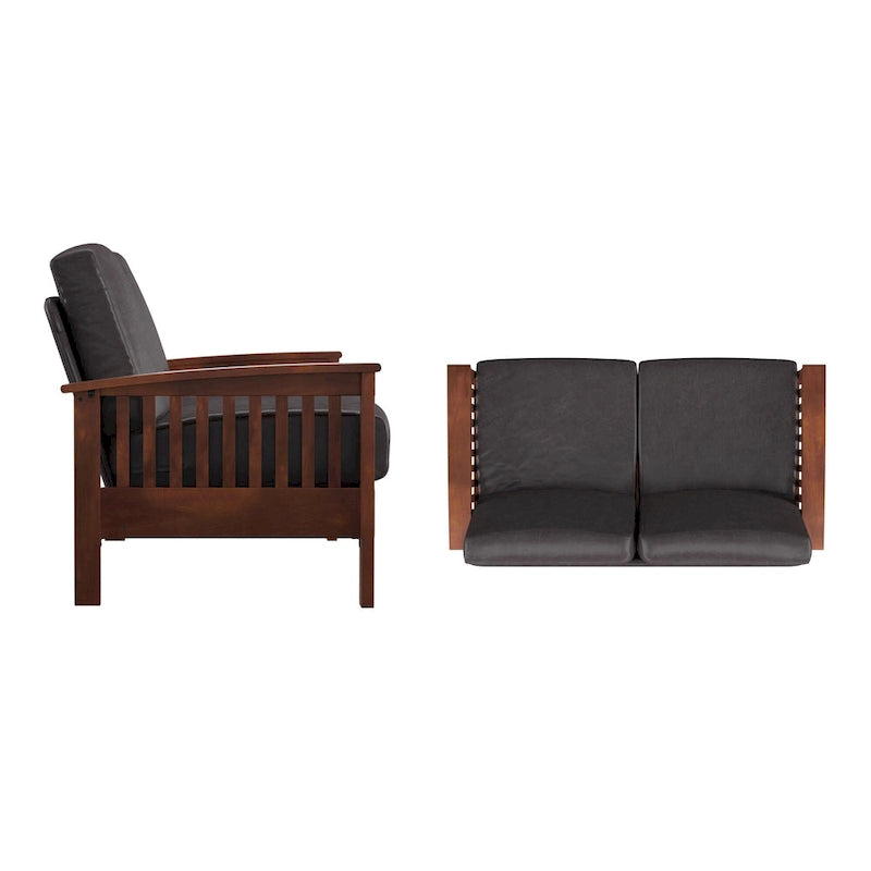Drewniana sofa dwuosobowa Sigulda w stylu Mission