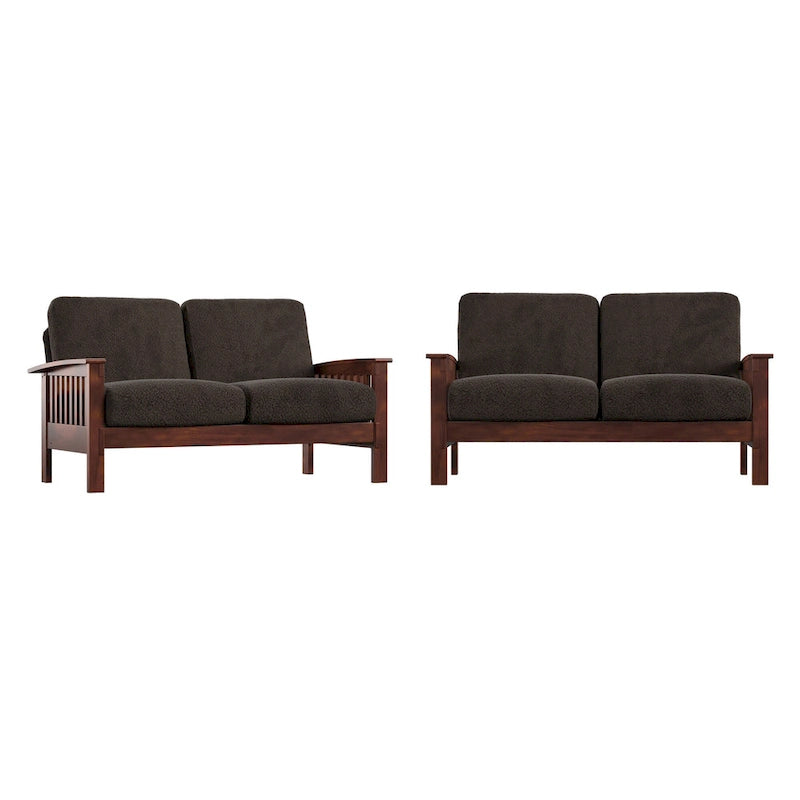 Drewniana sofa dwuosobowa Sigulda w stylu Mission