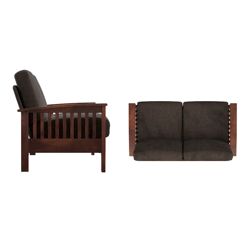 Drewniana sofa dwuosobowa Sigulda w stylu Mission