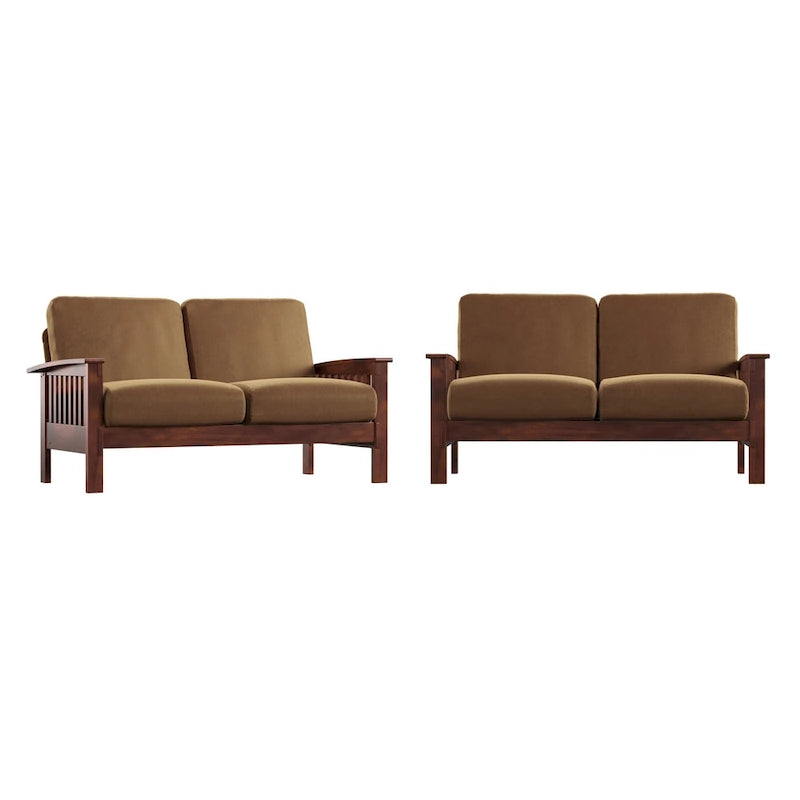 Drewniana sofa dwuosobowa Sigulda w stylu Mission